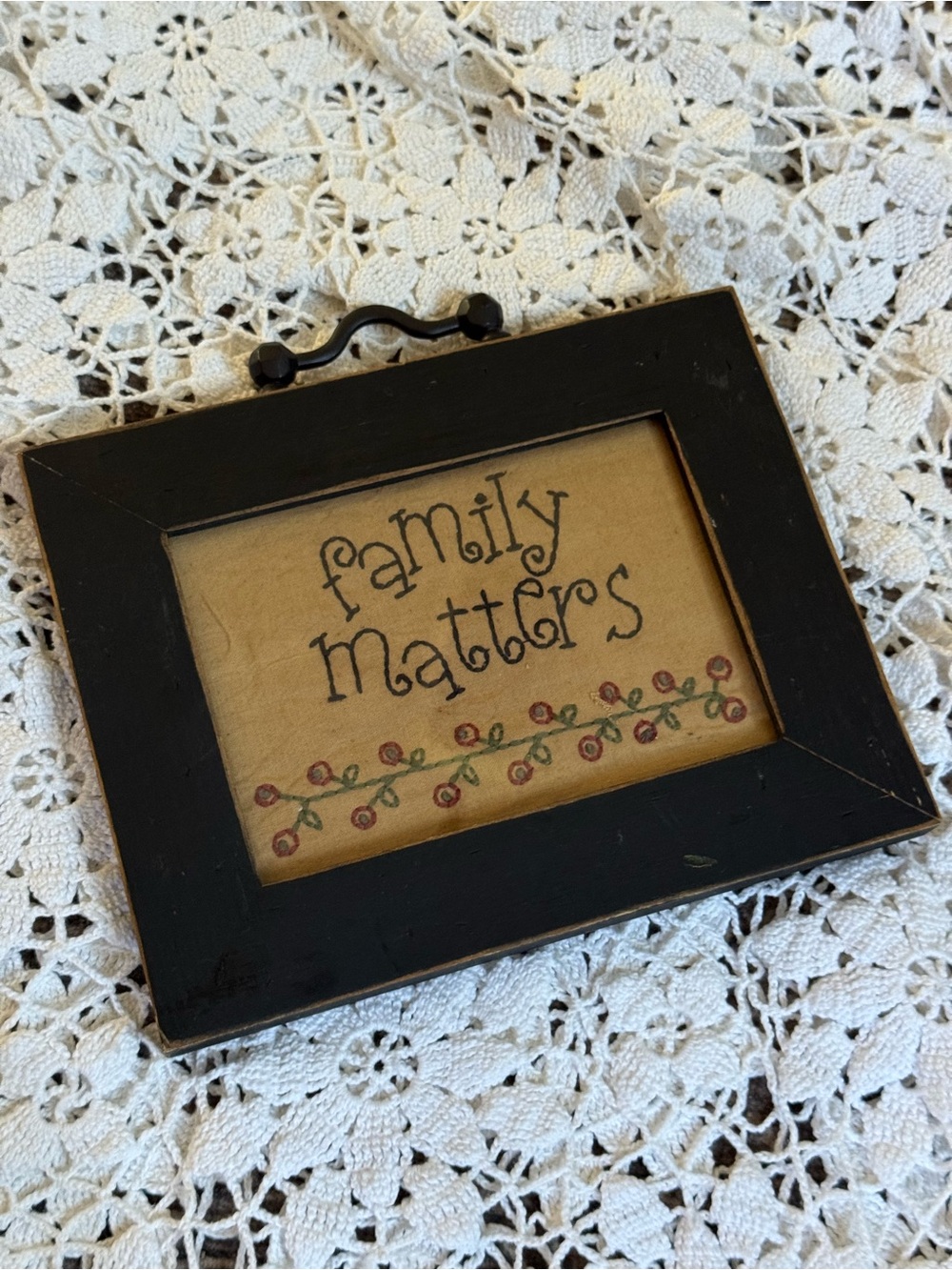 Primitive Family Matters Framed Folk Art Sampler Rustic Country Decor